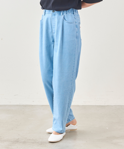 WWO 涼ふわデニムのタックパンツ(レディース・TRICKZIP)_8114044