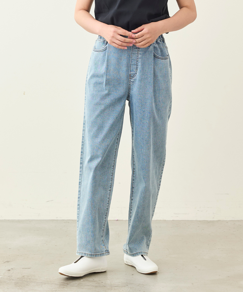 WWO 涼ふわデニムのタックパンツ(レディース・TRICKZIP)_8114044